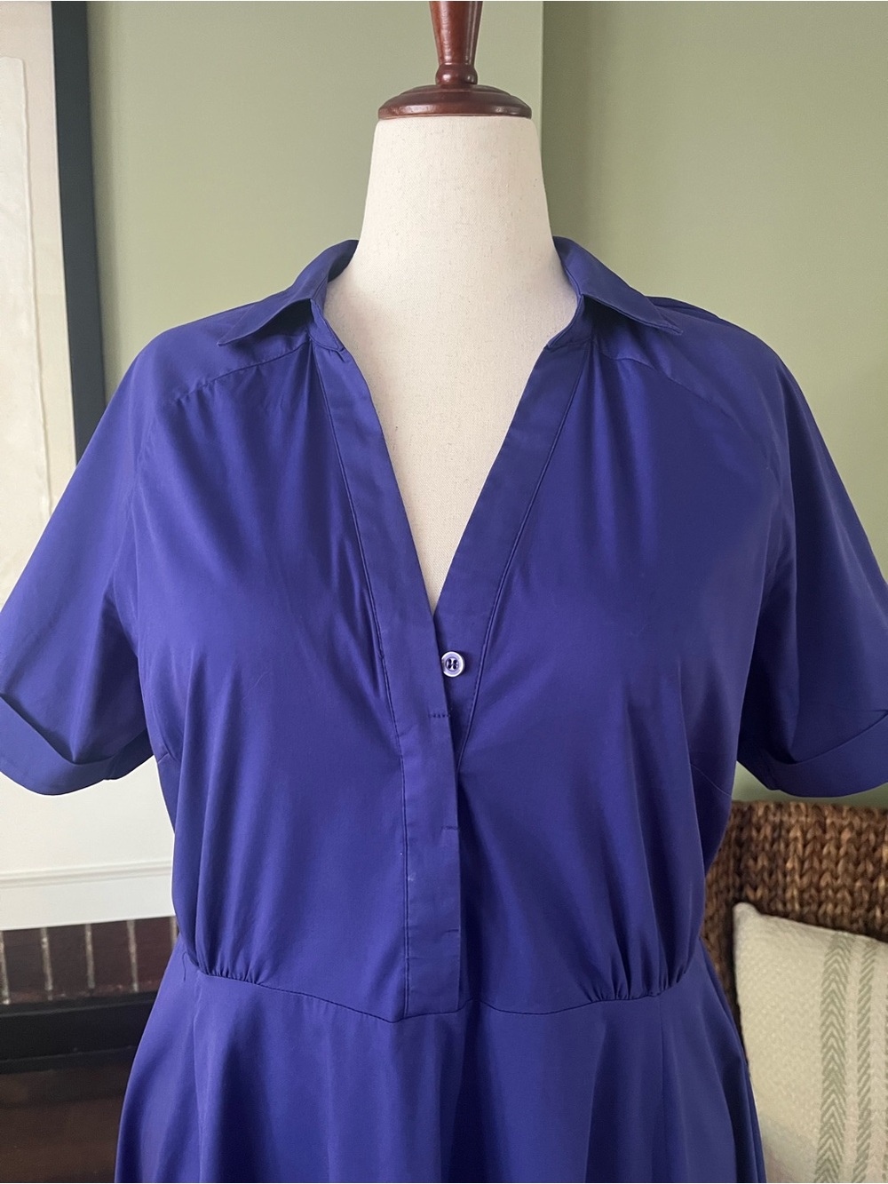 ELOQUII Cobalt Poplin Shirt Dress | Size 18 | Midi | Short Sleeve - Picture 3 of 6